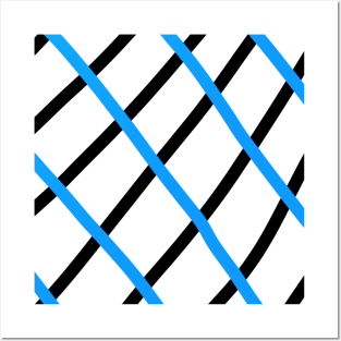 Black blue stripes abstract art Posters and Art